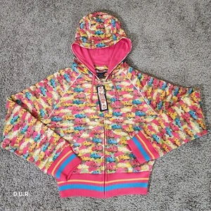 NWT Pepsi Cola Hooded Sweater Girl's Multicolor Full Zip Jacket Pocket - Picture 1 of 19
