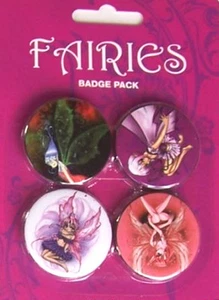 Button Badge 4er Pack FAIRIES - Elfen 4 x 38mm NEU - Bild 1 von 1