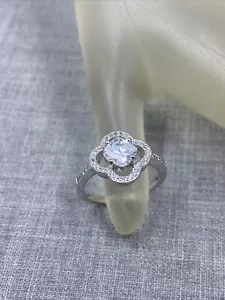 ESPO Designer Sterling .925 Blossom Clover CZ Cubic Zirconia Ring Size 8.25 - Picture 1 of 9