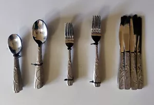 Set Of 58 Cambridge Conquest Flatware Set Silverware, Stainless Steel, Circles - Picture 1 of 18