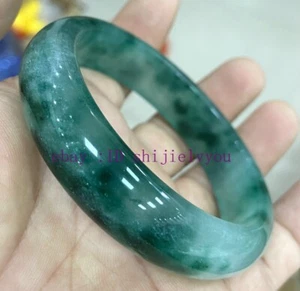 Genuine Natural Green Floating flowers Jadeite Jade Bangle 56-66mm Free box - Picture 1 of 4
