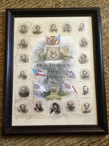 "Our Heroes And Our Flags" Civil War Lithograph Framed/Glass Print - Picture 1 of 7