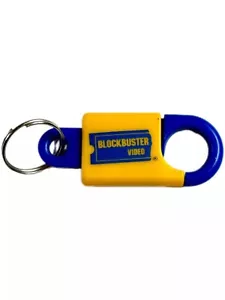 Blockbuster Video Rental Store Keyring Keychain Blue Yellow Vintage Logo - Picture 1 of 1