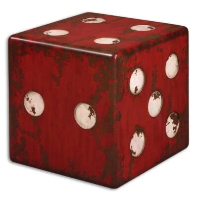 Uttermost Dice Contemporary MDF and Fir Wood Accent Table in Red - Image 1 of 4