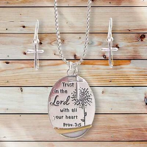 Oval Charm "Trust in the Lord" Necklace Set - Picture 1 of 13