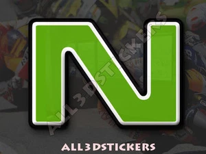 3D Stickers Resin Domed LETTER N - Color Green - 75 mm(3 inches) Adhesive Decal - Picture 1 of 1
