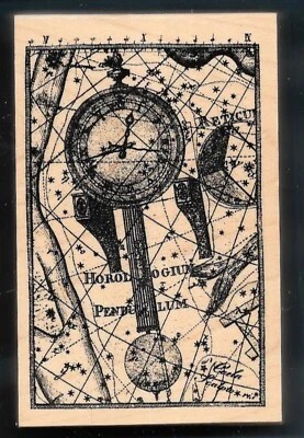 MAPA DE LA TIERRA PIEZA DE TIEMPO BRÚJULA EDICIÓN LIMITADA CLUB CHATARRA 2004 SELLO DE GOMA madera Foto 1 de 3