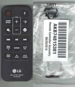 New Genuine LG Sound Bar Remote Control AKB74815381 fits SJ7 SJ7-C SPJ8B-W - Picture 1 of 1