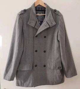 Diesel Crombie Coat Jacket Grey Herringbone Wool Double Breasted Men's Size 2XL - Picture 1 of 11