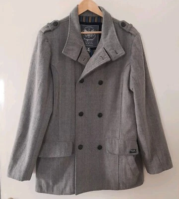 Diesel Crombie Coat Jacket Grey Herringbone Wool Double Breasted Men's Size 2XL - Image 1 of 4