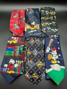 Set of 12 Mickey Mouse & Company Silk Ties Including Baseball & Fishing & Hockey - Picture 1 of 4