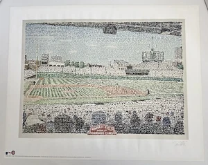 Wrigley Field Home Of Chicago Cubs Word Art Daniel Duffy 2015 MLB *READ* Signed - Picture 1 of 17