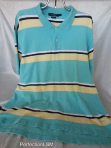 Camisa Polo Daniel Cremieux Para Hombres 100% Algodón Rayas Talla XL, ¡Manga Corta Aqua!! - Imagen 1 de 6