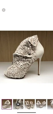 Alexander McQueen  Leather Laser Cut  Peep Toe Ankle Boots 39.5 - Image 1 of 4