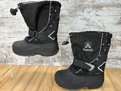 Kamik 隔热防水冬季雪地靴黑色青少年男孩蹒跚学步的孩子 11 码 — 第 1/4 张图片