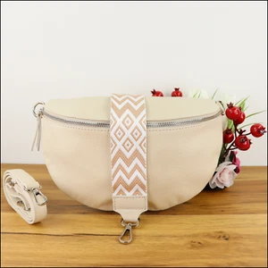 Bauchtasche Damen Leder Stylisch Creme, Umhängetasche Damen, Crossbody Bag Damen - Bild 1 von 16