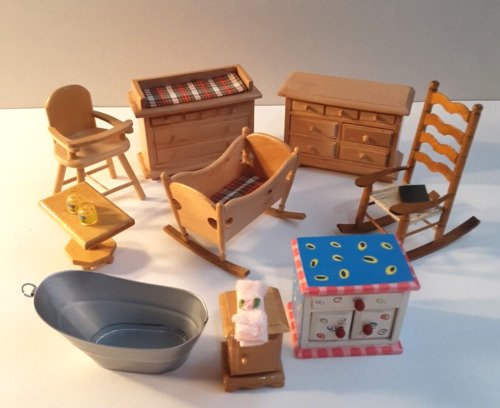 Lot of Miniature Dollhouse Furniture Baby Nursery, Kids Room, 1/12