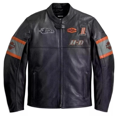 Chaqueta de motocicleta Harley Davidson Screaming Eagle de cuero de vaca genuino para hombre Foto 1 de 4