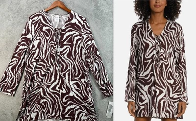 La Blanca Womens Java Fierce Lines Lace Up Tunic Cover-Up Long Sleeve Plus SZ 1X - Image 1 of 4