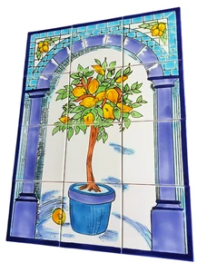 Keramikbild handpainted tiles Tile Image Lemon Tree Mosaic 45x60 Lemon - Imagen 1 de 2