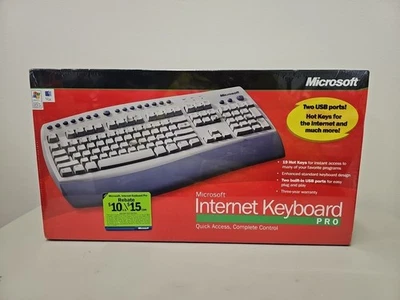 Microsoft Internet Keyboard Pro C1700001 Wired 2 USB Ports Hot Keys  New Sealed  - Image 1 of 4