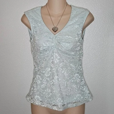 Rampage Lace Tank Top Blouse Light Blue - Image 1 of 3