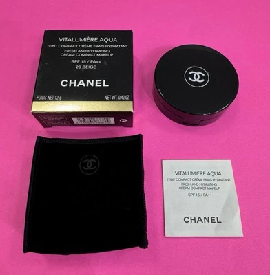 Chanel Vitalumiere Aqua Fresh and Hydrating Cream Compact Makeup 20 BEIGE NEW - Image 1 of 4