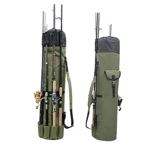 Fishing Rod Carrier Pole Bag Reel Case Large Capacity Waterproof Khaki Green - Picture 1 of 7