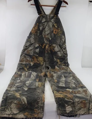 Carhartt Realtree Hardwoods Men’s Insulated Overalls 38x32 R43 CMO Double Knee - Image 1 of 4