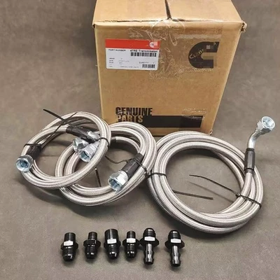 47RE Transmission Cooler Lines Kit Heavy Duty Hose For Cummins 96-02 Dodge Ram Foto 1 de 4