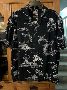 Quicksilver Waterman Men’s Navy Tropical Button Down With Pocket Shirt Size XL - Picture 1 of 8