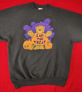 Vintage "I Am The Treat" Bear Halloween Sweatshirt Medium/Large - Picture 1 of 8