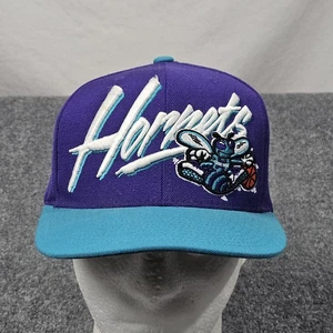 Charlotte Hornets Script Snapback Hat Mitchell & Ness Retro Wool Purple Cap - Picture 1 of 10