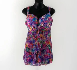 Smart & Sexy Swim 38DDD Pink Aquarell Tankini gepolstert Bügel verstellbar Slim - Bild 1 von 9