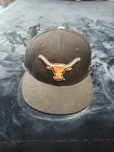 Texas Longhorns UT Zephyr Hat Flat Bill Fitted Size 7 3/8 or 32/5 UT Black Cap - Picture 1 of 17