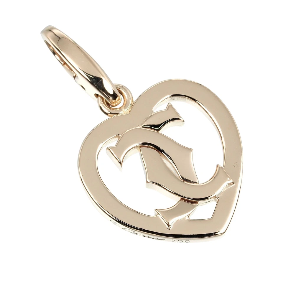CARTIER 2C Heart Pendant top K18 Pink Gold 5.1g Women - Image 1 of 4