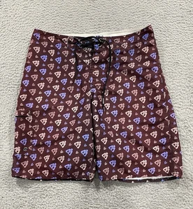 Matix Shorts Mens Size 34 Brown Black AOP Swim Trunk Board Beach Pockets Skater - Picture 1 of 10