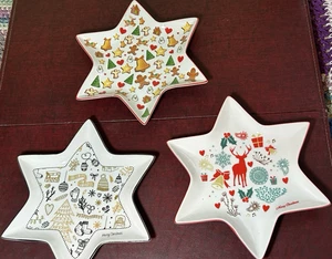 3 Star Shaped Christmas Serving Plates Ceramic / Porcelain - Different Patterns - Picture 1 of 3