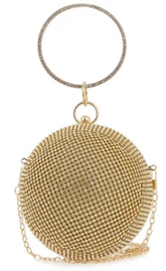 EXE' CA0520 POCHETTE BORSA DONNA ANELLO STRASS TESSUTO TRACOLLA ORO - Imagen 1 de 3
