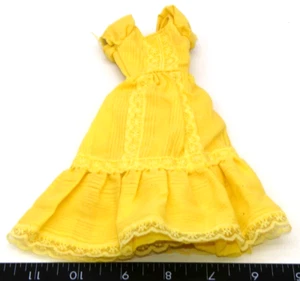Vintage 1981 Barbie Yellow Maxi Dress Fashion Accessory Lace Part Toy No Doll - Picture 1 of 6