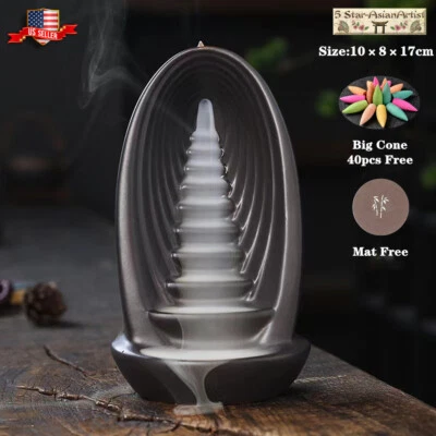 陶瓷回流香锥燃烧器楼梯瀑布 FY005 & Cones 礼物 — 第 1/4 张图片
