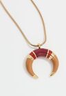 ISABEL MARANT Double Horn Collier Crescent Pendant Necklace Brass Peach $245