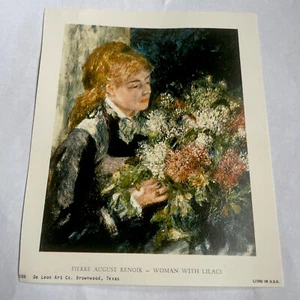 Litho Pierre August Renoir Woman With Lilacs De Leon Art Co Brownwood Texas - Picture 1 of 6