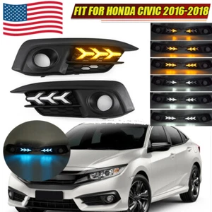 Luz de circulación diurna LED lámpara antiniebla DRL con señal de giro para Honda Civic 2016-2018 - Imagen 1 de 16
