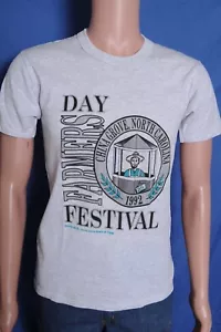 T-shirt grigia vintage anni '90 1992 Farmers Day Festival China Grove NC S - Foto 1 di 3
