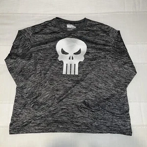 Marvel Punisher Grey Black Long Sleeve Men’s Size XXL Polyester Shirt Crew Neck - Picture 1 of 6