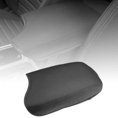 Black Leather Center Console Lid Armrest Cover Pad Fits Ford Explorer 2019-2023 - Image 1 of 4