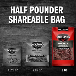 Beef Jerky, Peppered, Half Pounder Large Jerky Bag – Flavorful Meat Snack, Re... - Picture 1 of 12