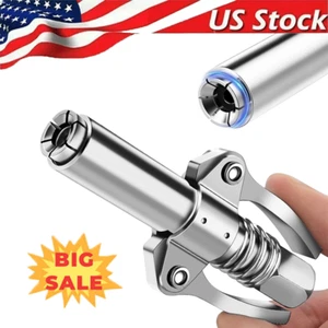Grease Gun Coupler Double Handle High Pressure Quick Release Lock Oil Nozzles - Picture 1 of 6
