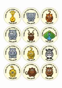 Personalisierte Dankesaufkleber - verschiedene Designs - Geburtstagsfeier - Einladungen - Bild 1 von 42